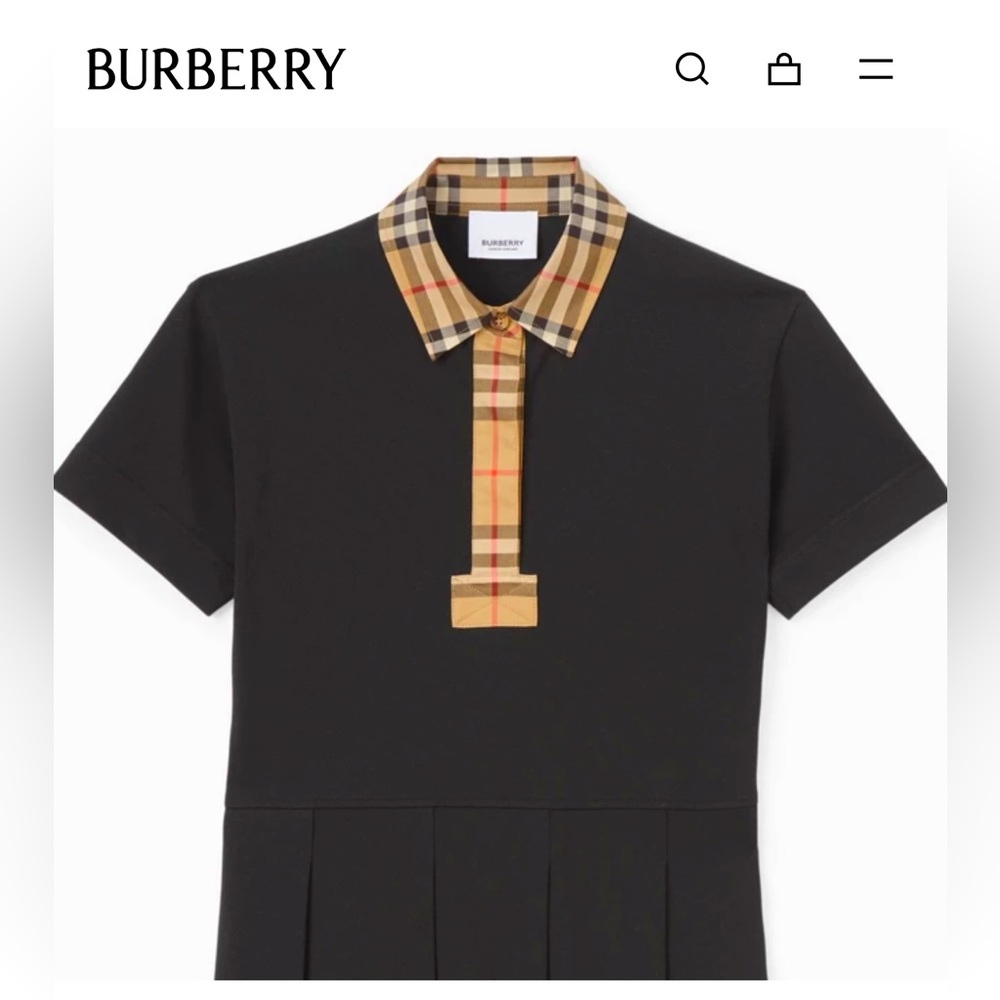 Kids Burberry Vintage Check Trim Cotton Piqué Polo Shirt Dress